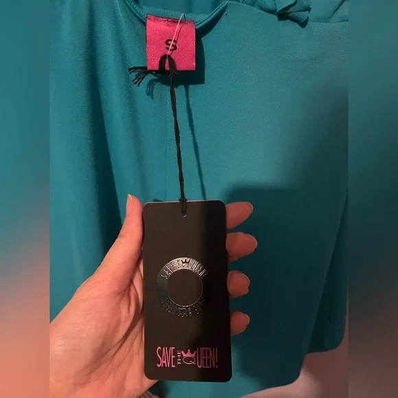 Save The Queen Turquoise Ruffle Tank Top - Picture 4 of 6